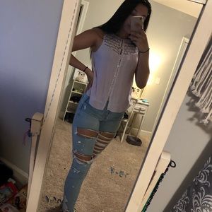 Old navy, loose flowing lace shirt